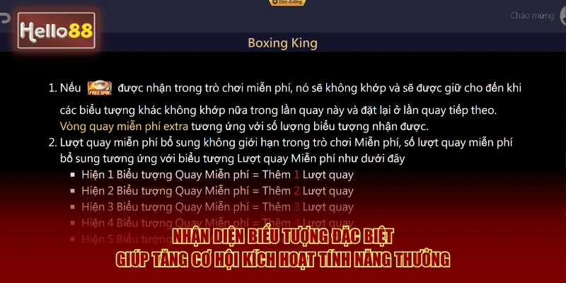 Khám Phá Slot Quyền Vương Muay Thái Hello88 Mãn Nhãn 3 Nhận diện biểu tượng đặc biệt giúp tăng cơ hội kích hoạt tính năng thưởng
