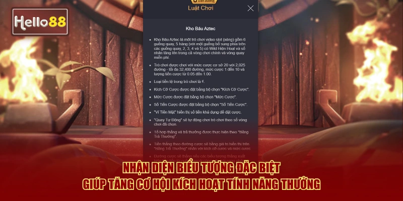Kho Báu Aztec Hello88 - Hướng Dẫn Chơi Slot 2026 3 Nhận diện biểu tượng đặc biệt giúp tăng cơ hội kích hoạt tính năng thưởng